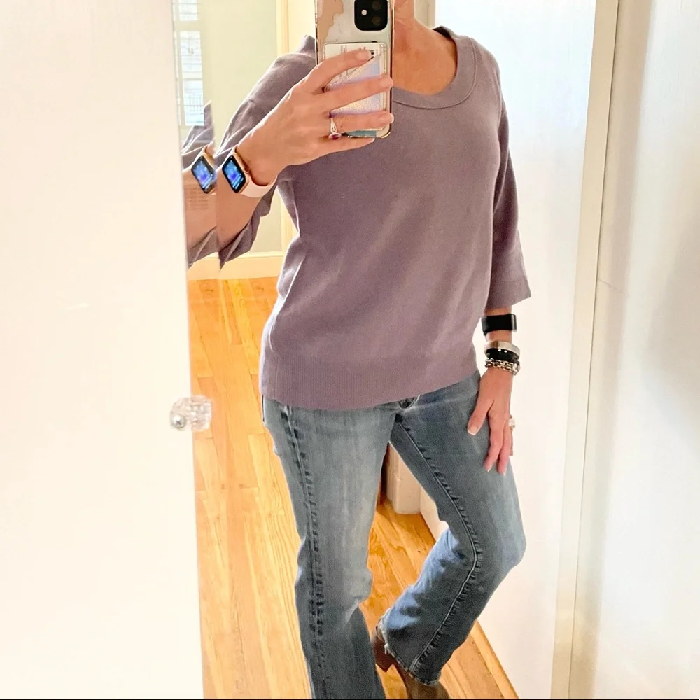 J. crew 3/4 sleeve keyhole bow tie back sweater